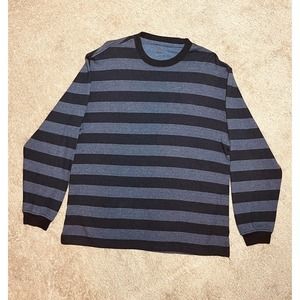 Vintage Van Heusen Studio Sweater Striped Navy Blue Crew Neck Men’s Size Large